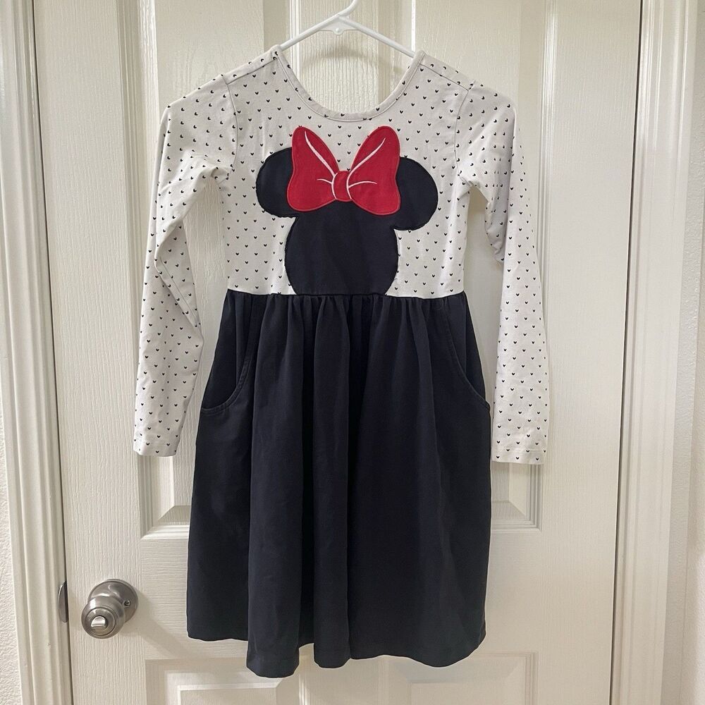 Hanna Andersson Disney Minnie Mouse Applique Skater Dress Pockets Girls 130 US 8
